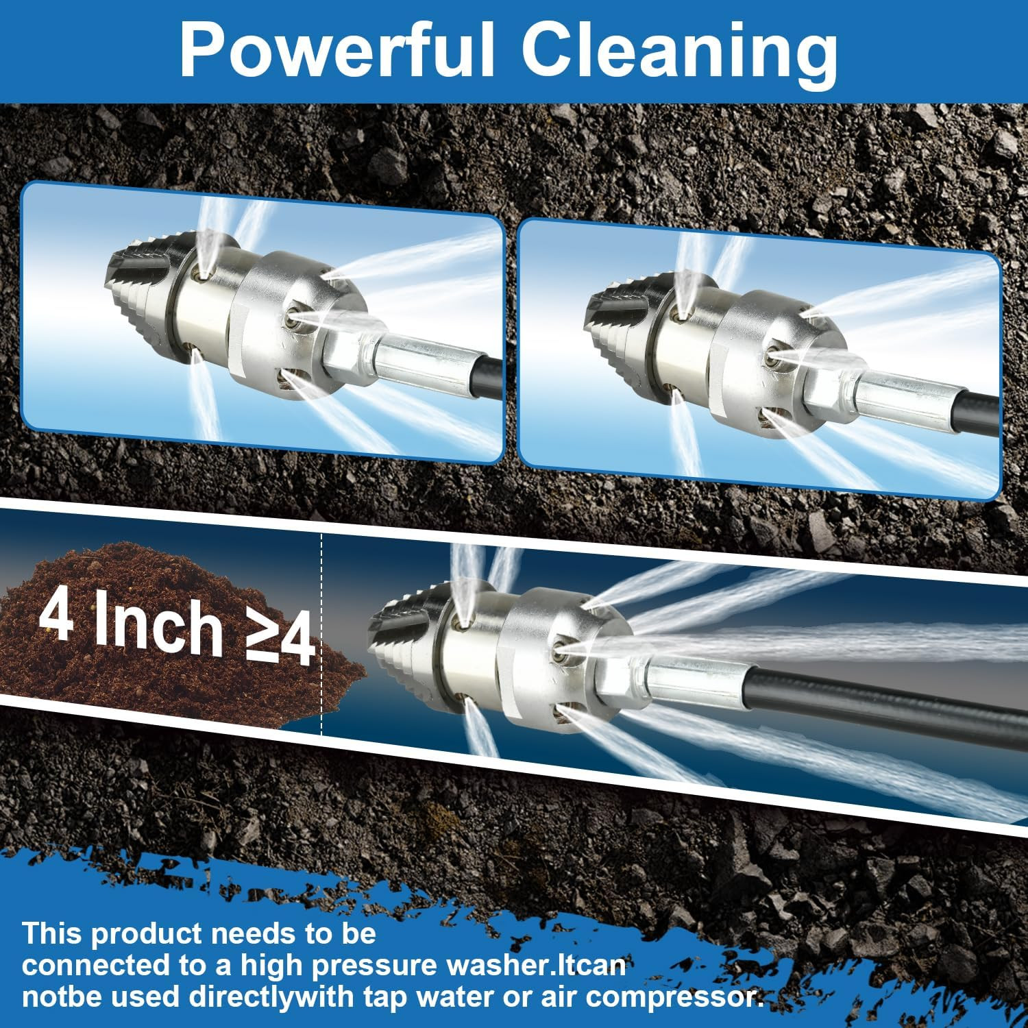 Z1UTOMORO Sewer Jetter for Pressurewasher – 3/8″ NPT Mushroom Nozzle | Compatibl