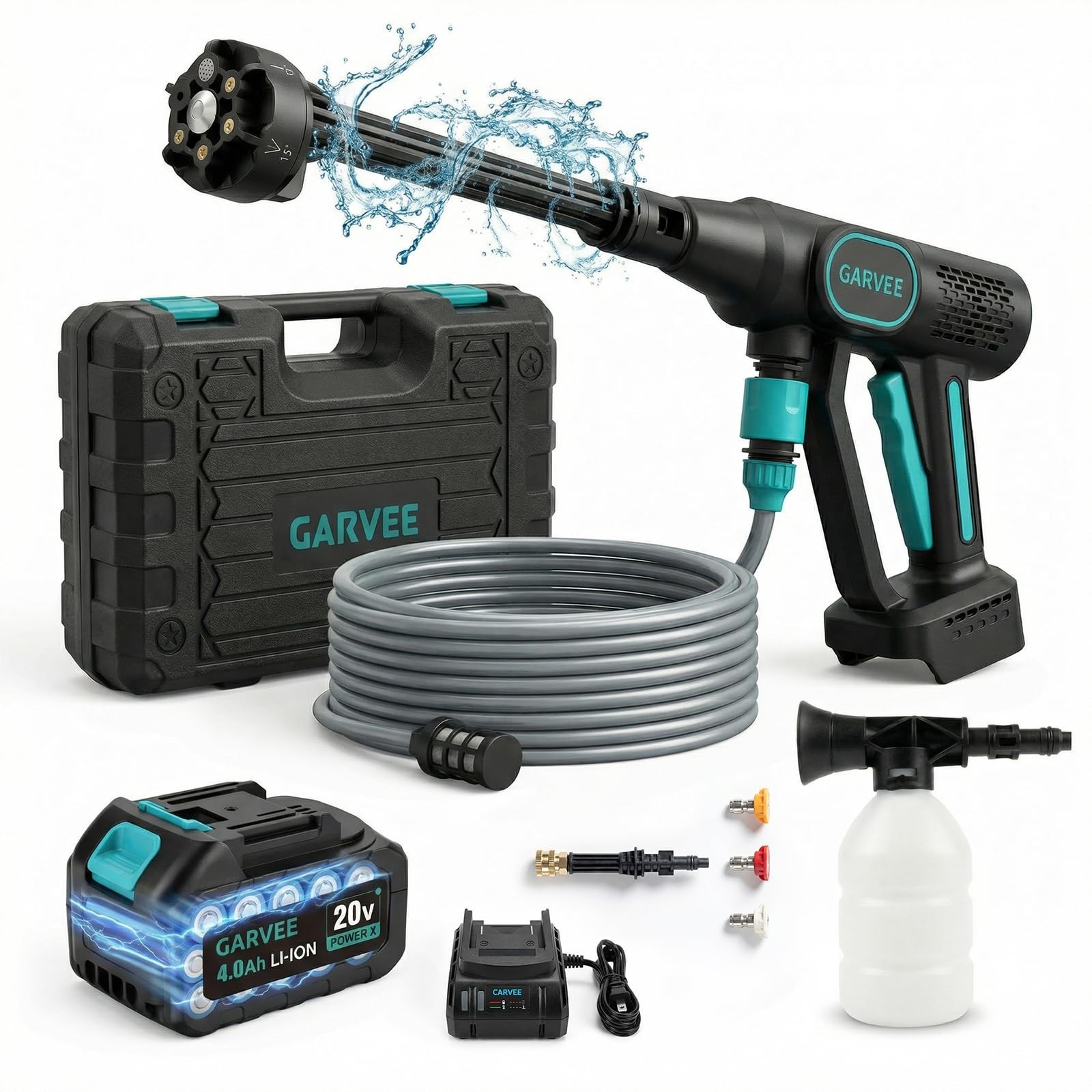 Garvee Portable Cordless Pressure Washer, 20V Battery Powered Handheld Washer
