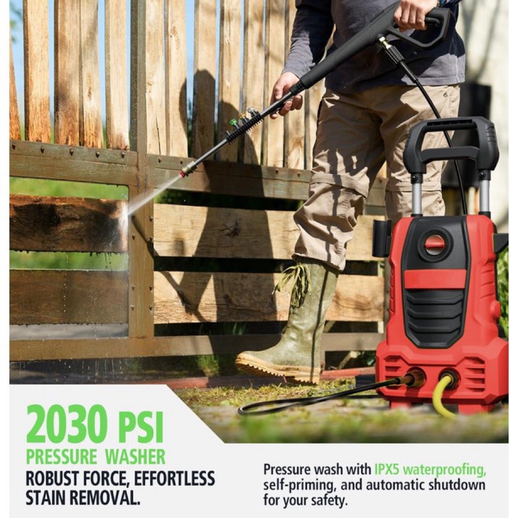 New — Electric Pressure Washer, 26 FT Hose Pressure Cleaner 2030 PSI – Red