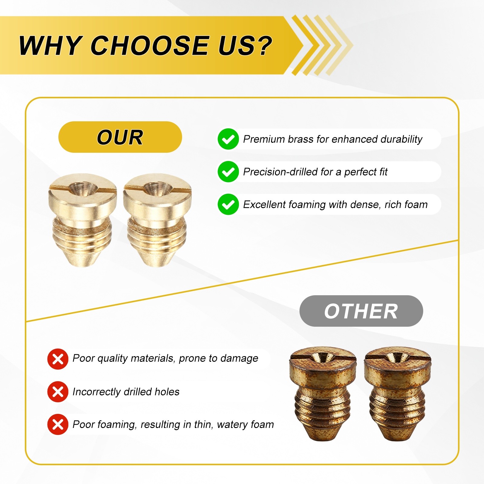 3-Pack Foam mm Brass 1.3 Cannon Orifice Nozzle Tips Washer Replacement Nozzles