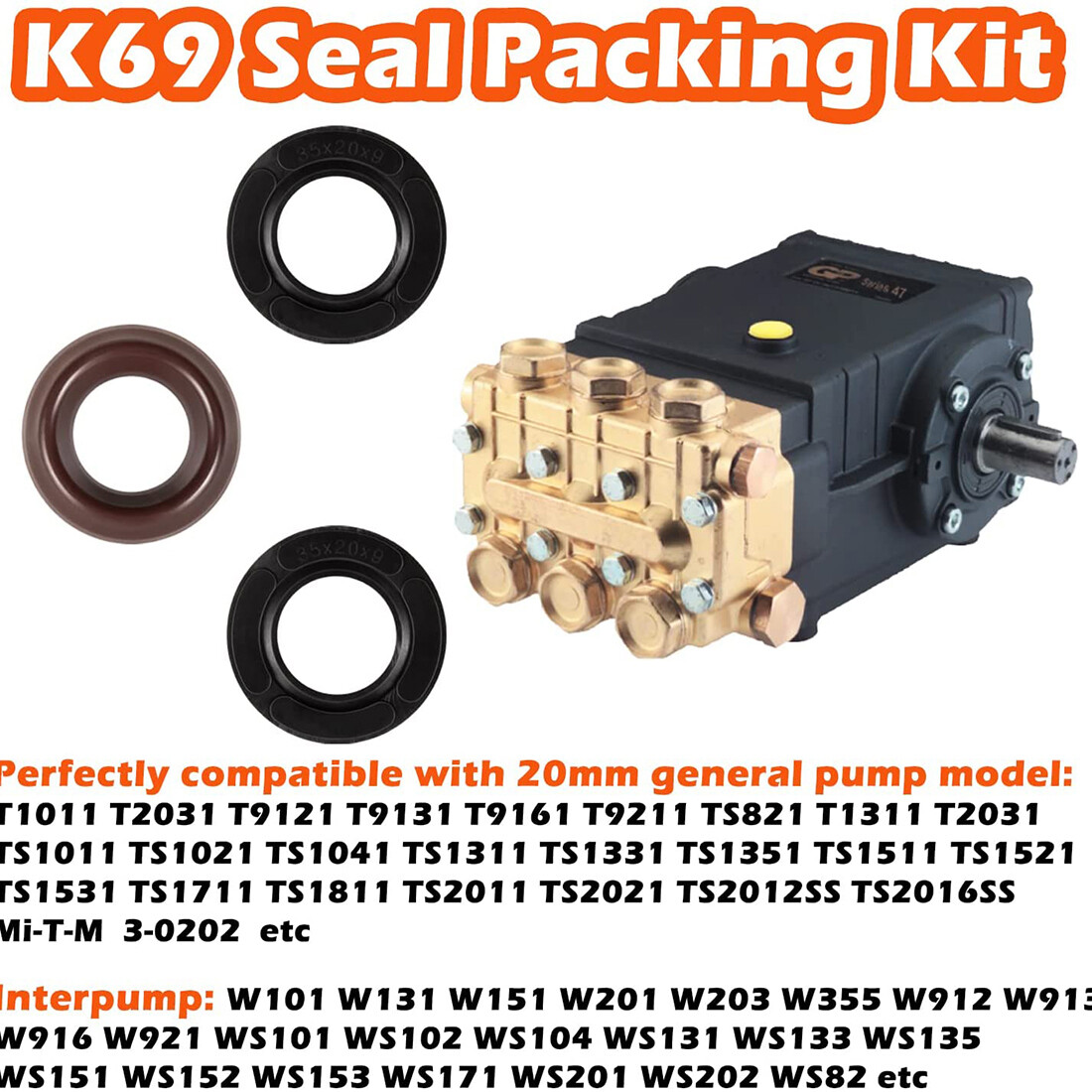 758-747 General Pump Interpump Pressure Washer Replacement Seal Packing Kit K 69