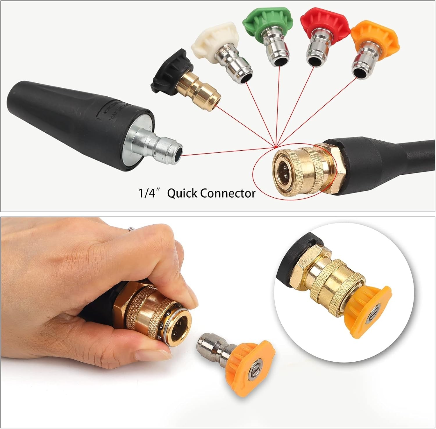 Pressure Washer Replacement Spray Wand with Turbo Nozzle and 5 Spray Tips and Be