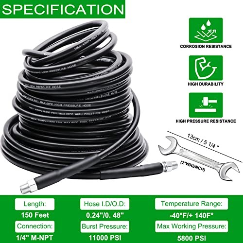 Pressure Washer Sewer Jetter Kit 150FT 5800PSI West Bay