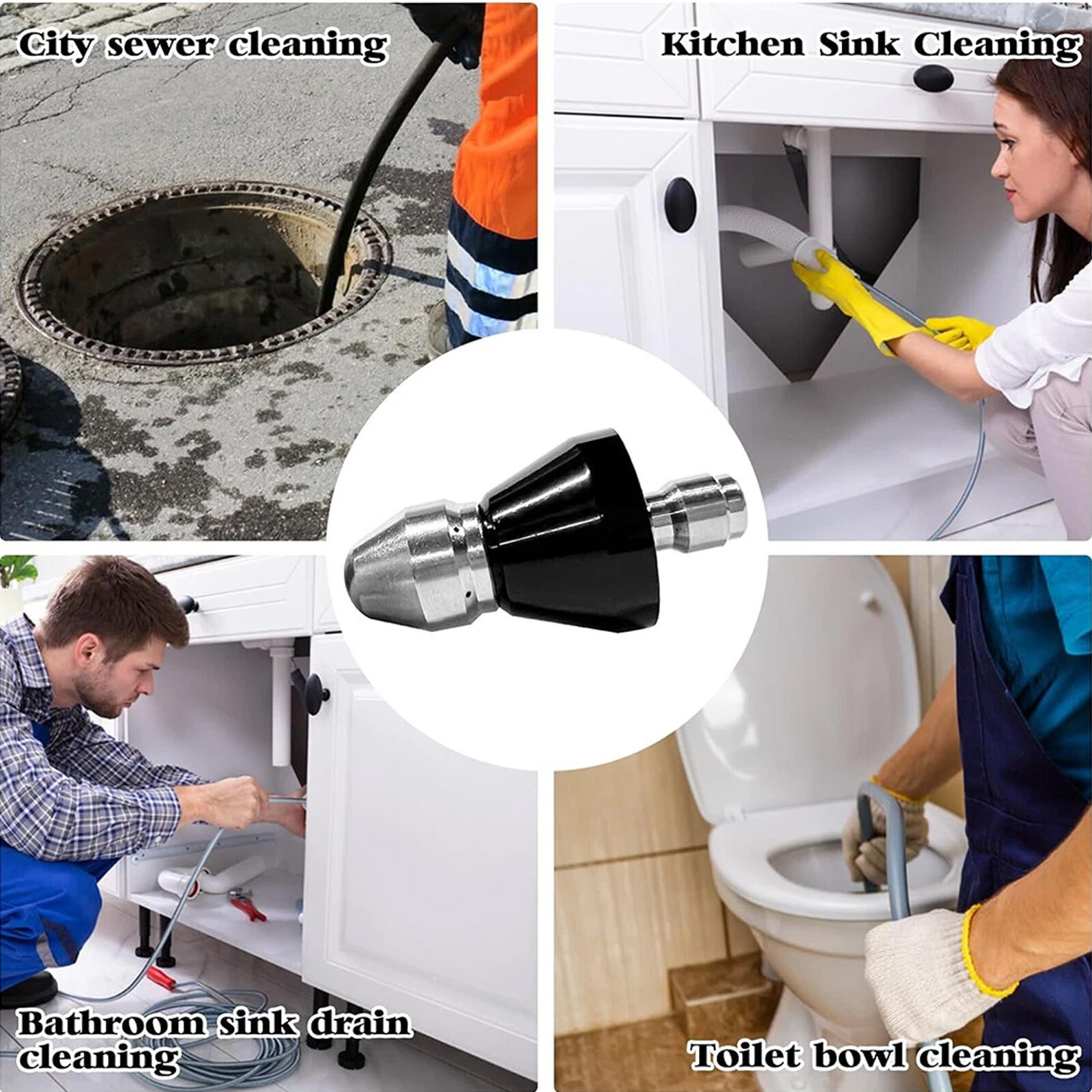 Sewer Cleaning Tool High-pressure,Nozzle 5000psi Pipe Cleaner 1/4 Inch Connect