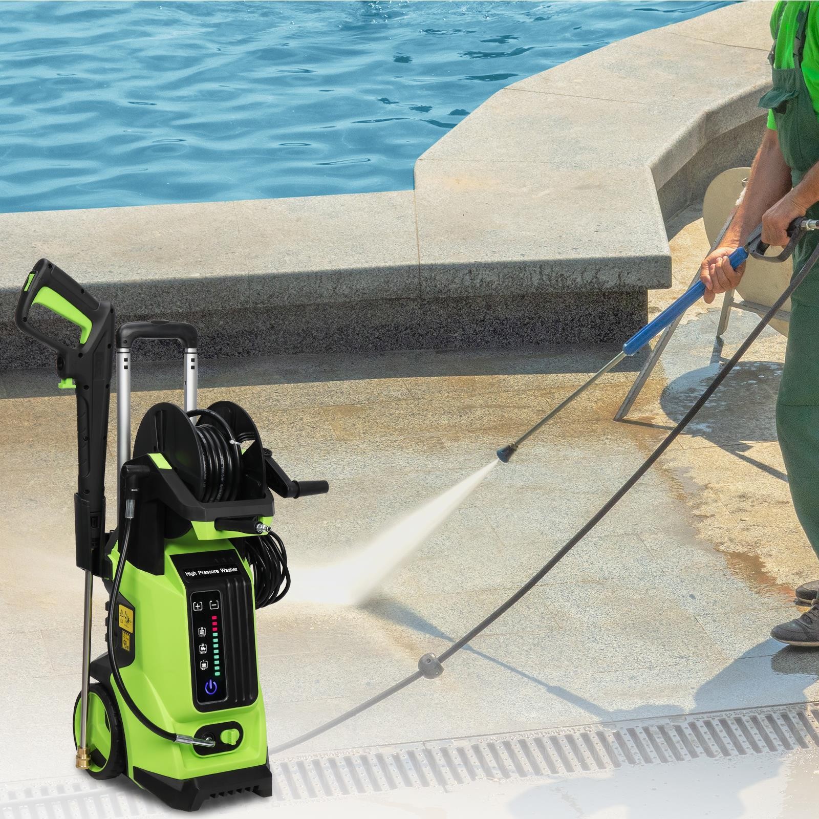 3800PSI Electric High Pressure Washer with Touch Screen Adjustment Pressure NEW