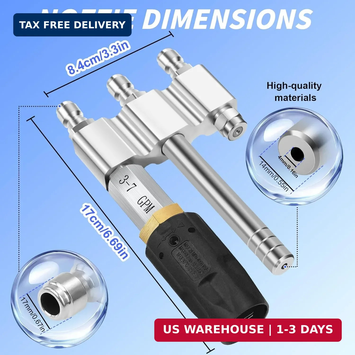 Three-in-one Adjustable Downstream Soft Wash Nozzle, M5 Twist Nozzle soft wash s