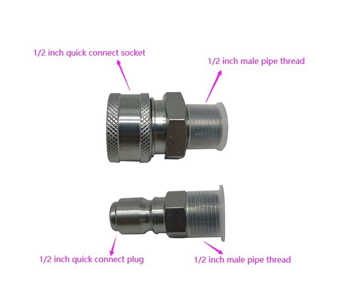 Quick Connect Kit 1/2″ Male Thread Fittings 5000 PSI Pressure Washer Adapter Set
