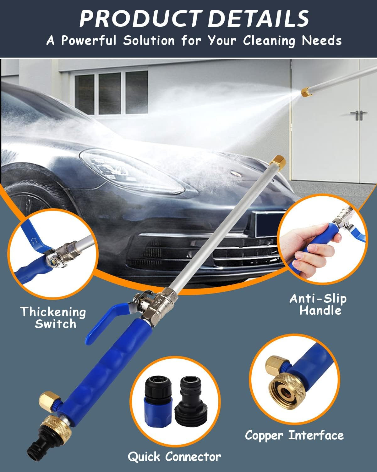 Upgraded Jet Nozzle for Garden Hose Power Washer Wand Hydro Jet High Pressure Wa