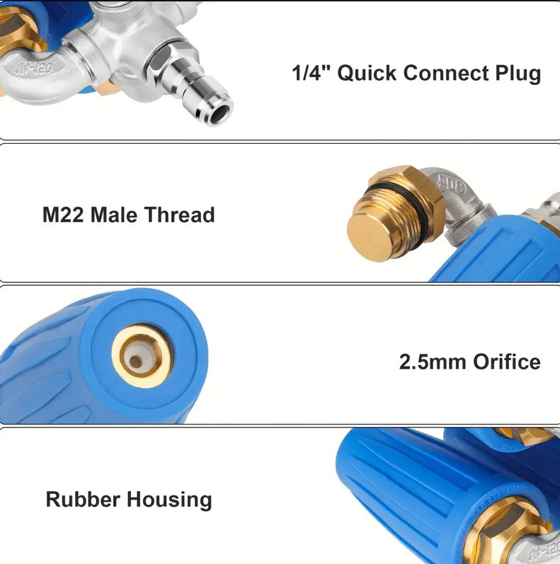 Durable Multifunc Turbo Nozzle Head 360 Rotate Quick Joint fits Cleansing Tools