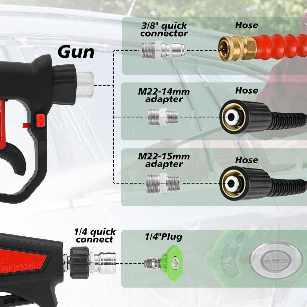 5000 PSI 1/4″ Quick Connect Pressure Washer Gun, 12 GPM, Power Washer Gun with S