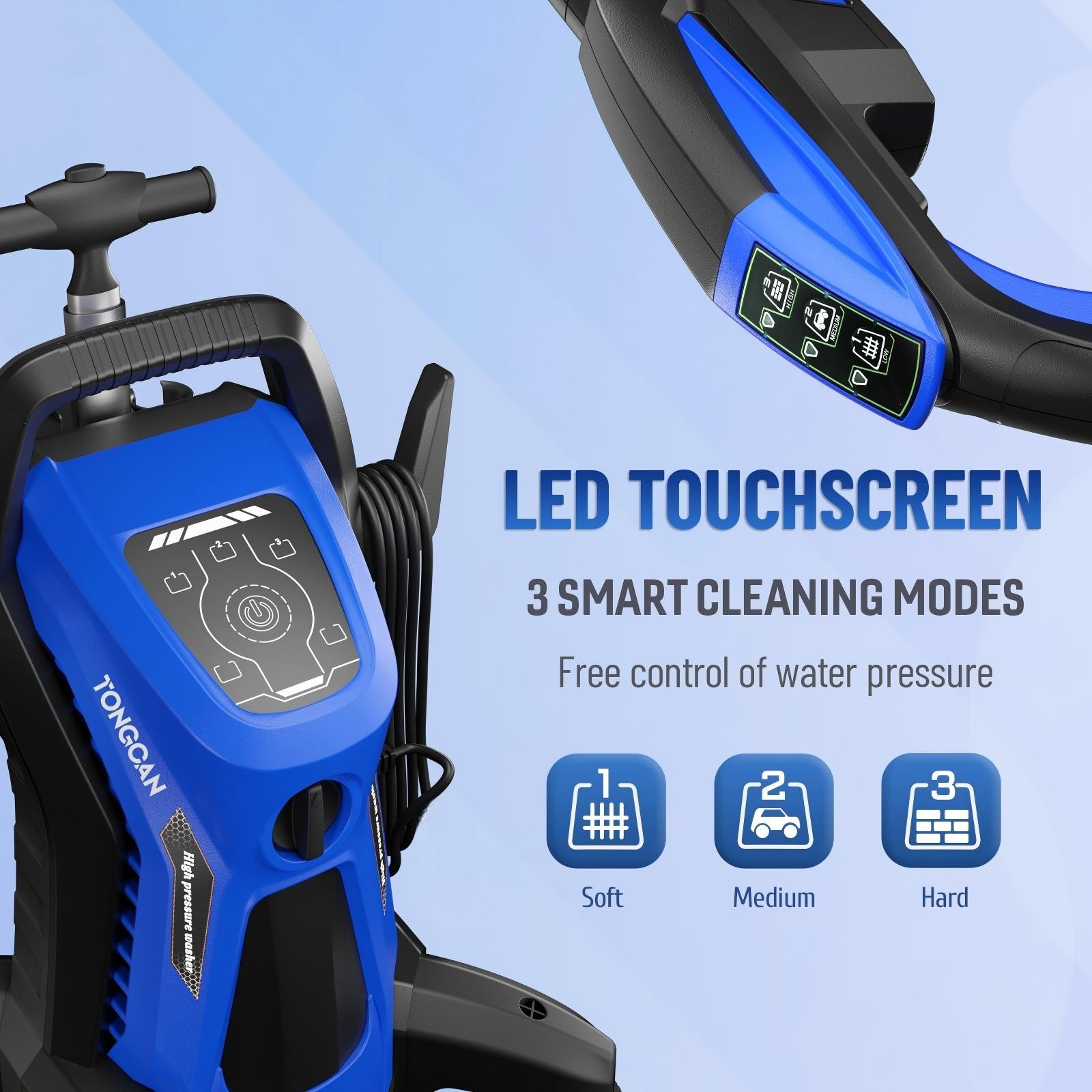 Pressure Washer 4500PSI 3.9GPM, 15-Level Touch, 4 Wheels, 4 Nozzles, for Car