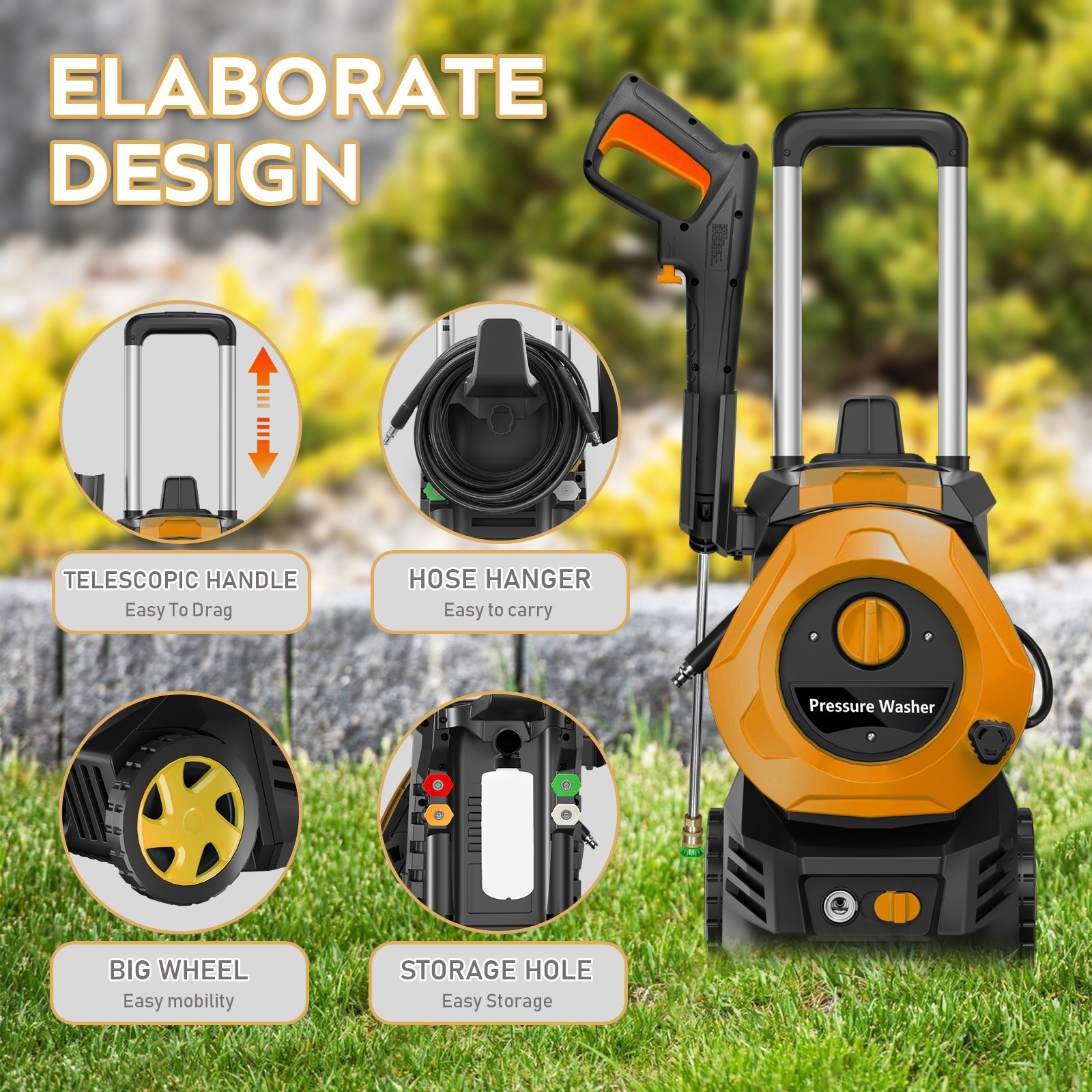 Pressure Washer 4200PSI 2.5GPM, Steel Lance, Total Stop System, for Garden