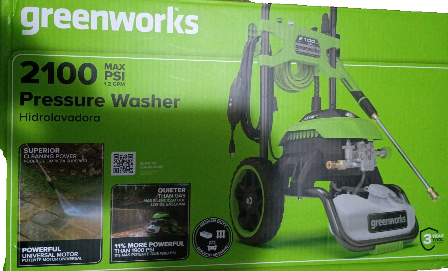 Greenworks Pro 2100 PSI 1.2 GPM Electric Pressure Washer Brushless BNIB