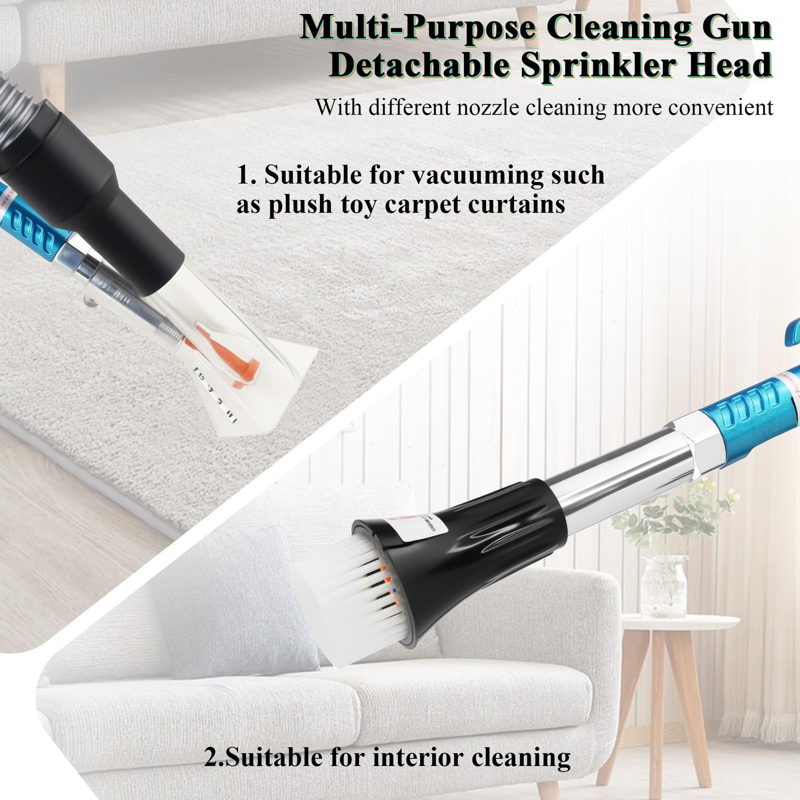 2-in-1 Car Detailing Air Blow Gun & Vacuum with Adjustable Nozzle for Cleaning