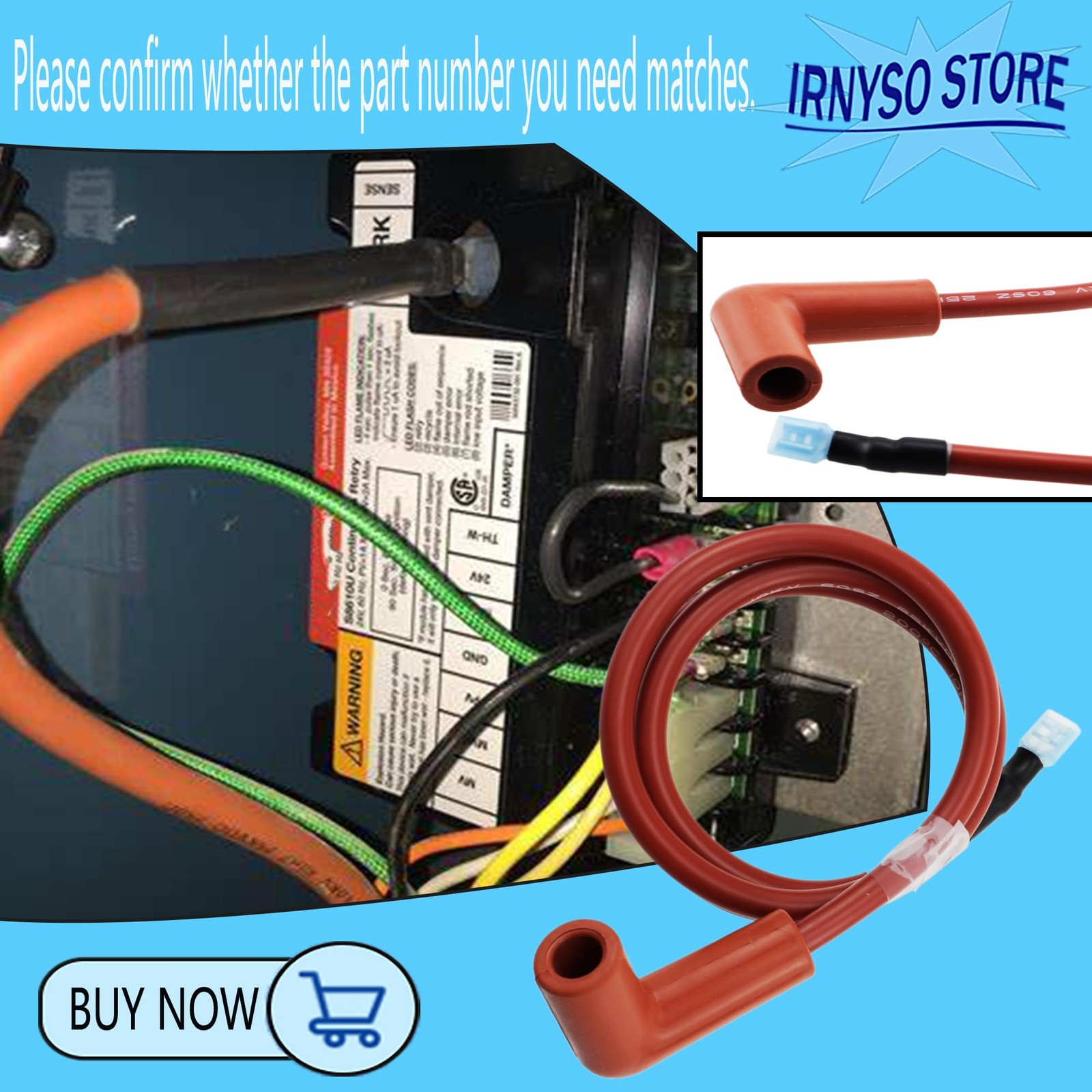 Replacement heater burner ignition cable 394800-30 104831-02 is 1, Red