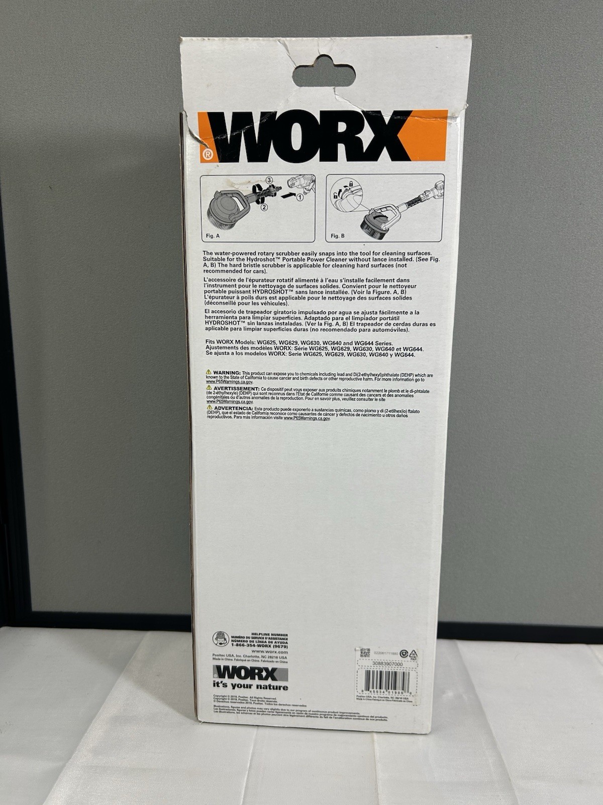 Worx Hydro Shot Adjustable Outdoor Power Scrubber Quick Snap Connection WA1821