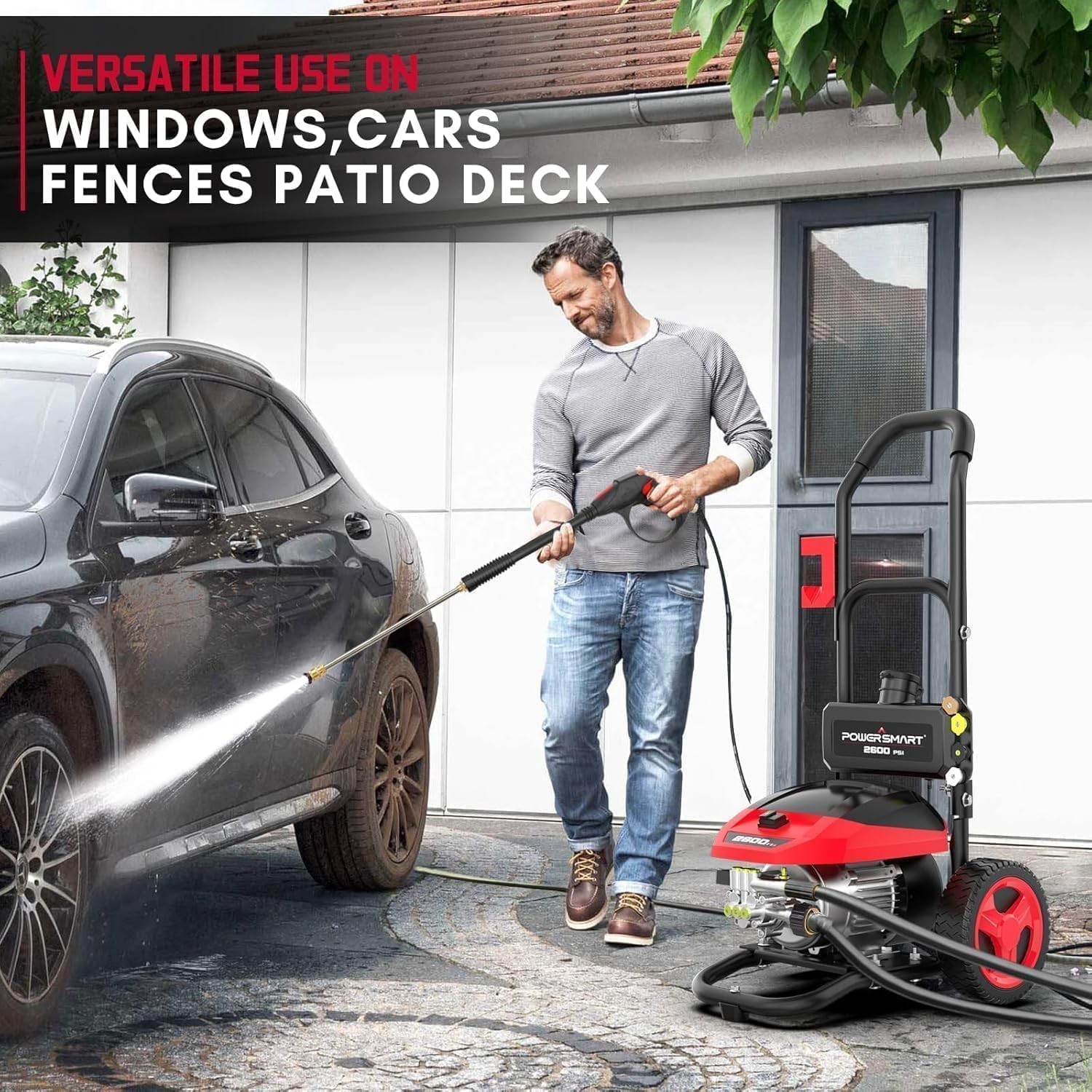 3000 PSI Max Electric Pressure Washer-1.2 GPM Brushless Motor Power Washer