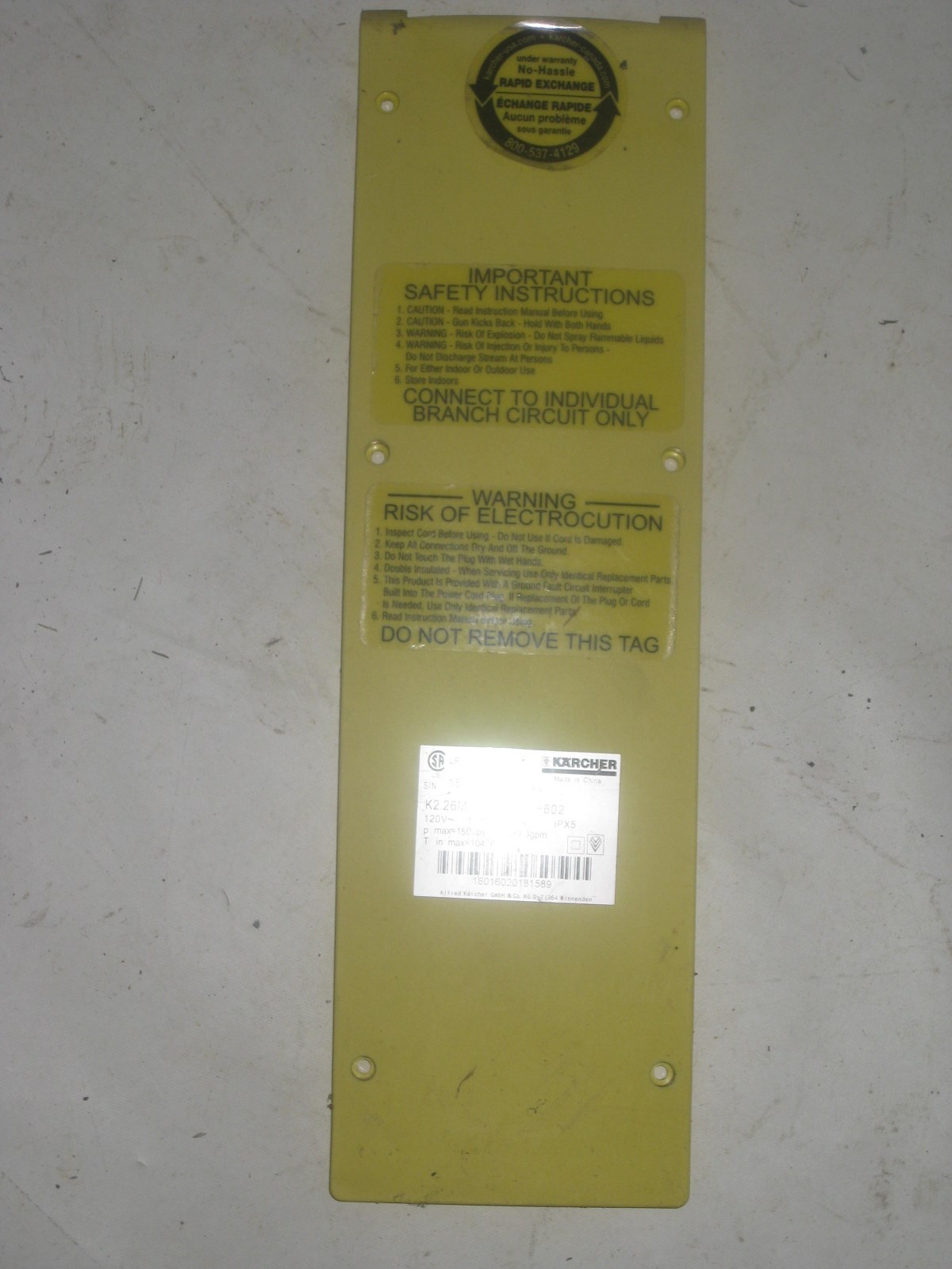 Karcher K 2.26M 16016020 16016030 Pressure Washer HANDLE COVER part 9.760-255.0