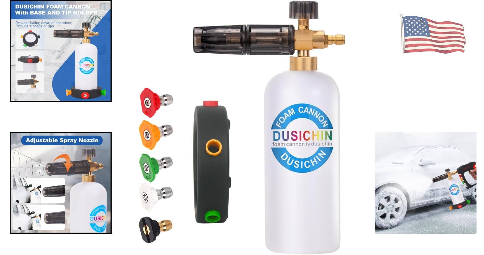 SFL-001 Adjustable Foam Cannon – Max 3000 PSI, 5 Nozzles, Quick Release Fitting