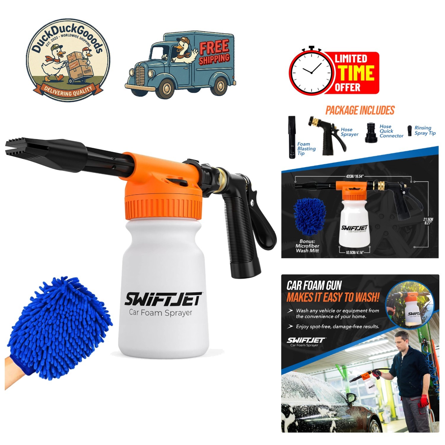 Ultimate Car Wash Kit: Foam Gun, Microfiber Mitt, and Garden Hose Attachment