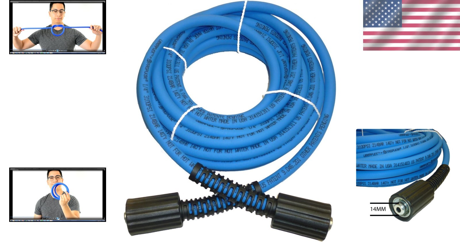 UBERFLEX Kink Resistant Pressure Washer Hose – 25 Feet