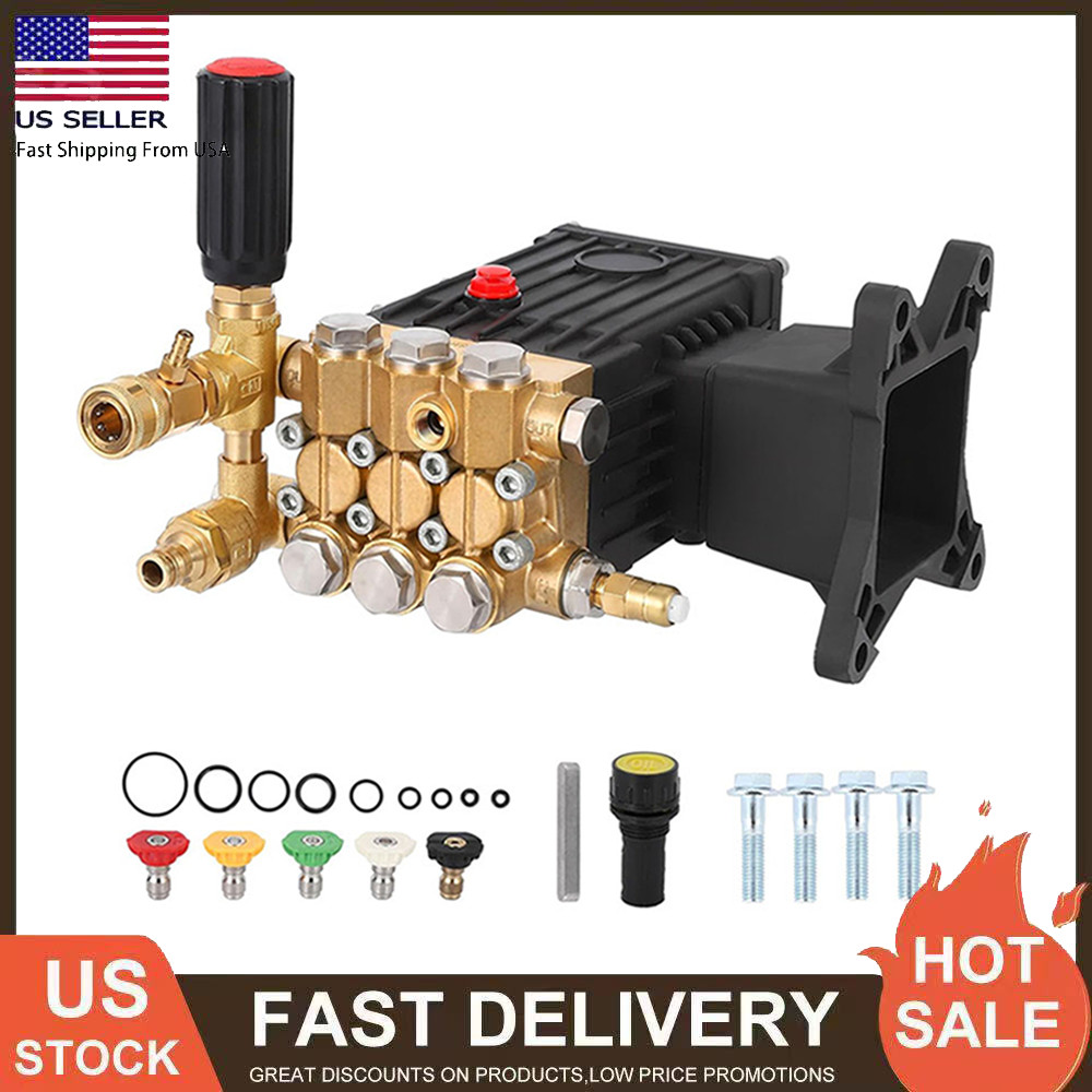 Pressure Washer Pump 1″ Shaft Horizontal Plunger Pressure Pump 4000 PSI 4.4 GPM