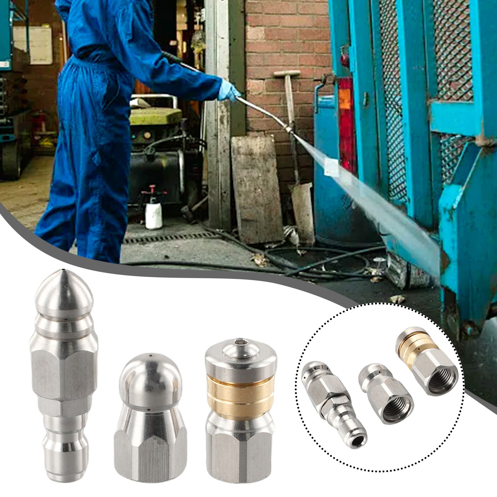3 X Sewer Jetter Rotary Nozzle 1/4″ Pressure Washer Hose Quick Connect Nozzles