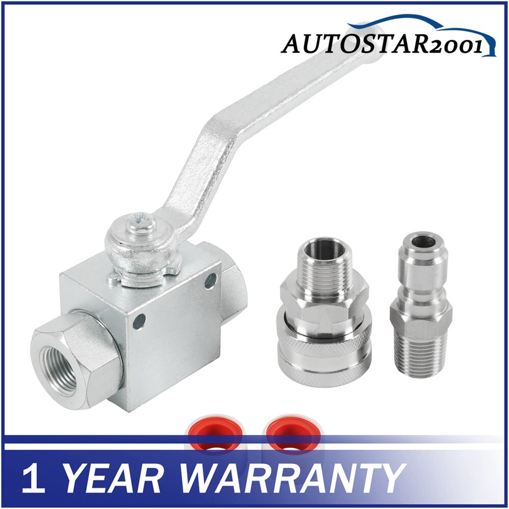 High Pressure Washer Ball Valve Steel Kit 4500 PSI 3/8 Inch Quick Connect NEW