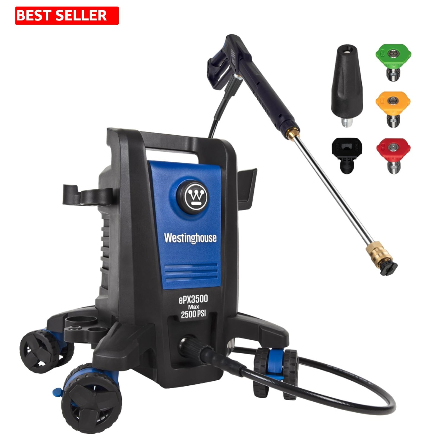 ePX3500 Electric Pressure Washer – 2500 PSI, Onboard Soap Tank & 5-Nozzle Set