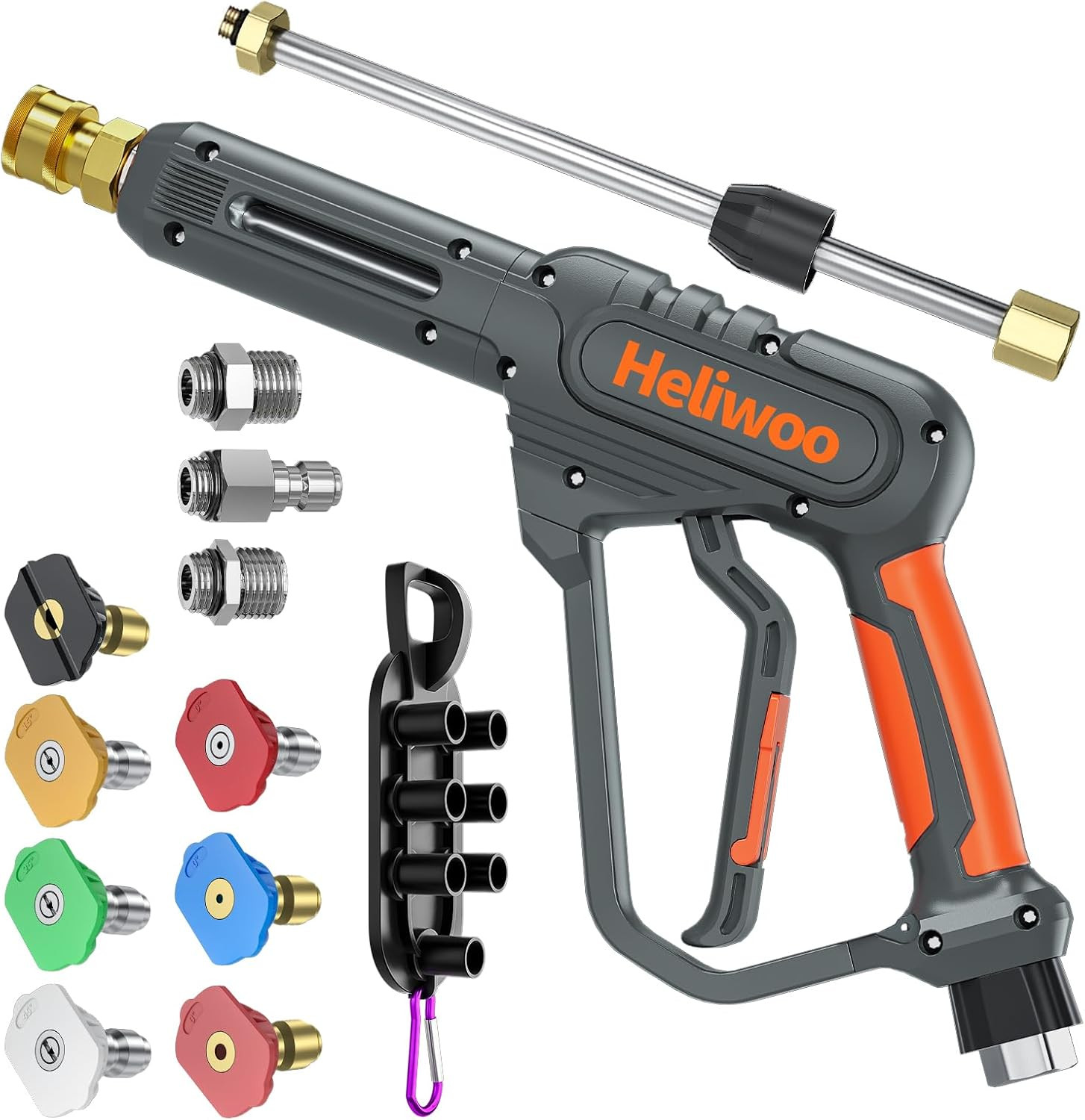 High Pressure Washer Gun with Swivel Ends, Power Washer Gun with M22 14Mm & 15Mm