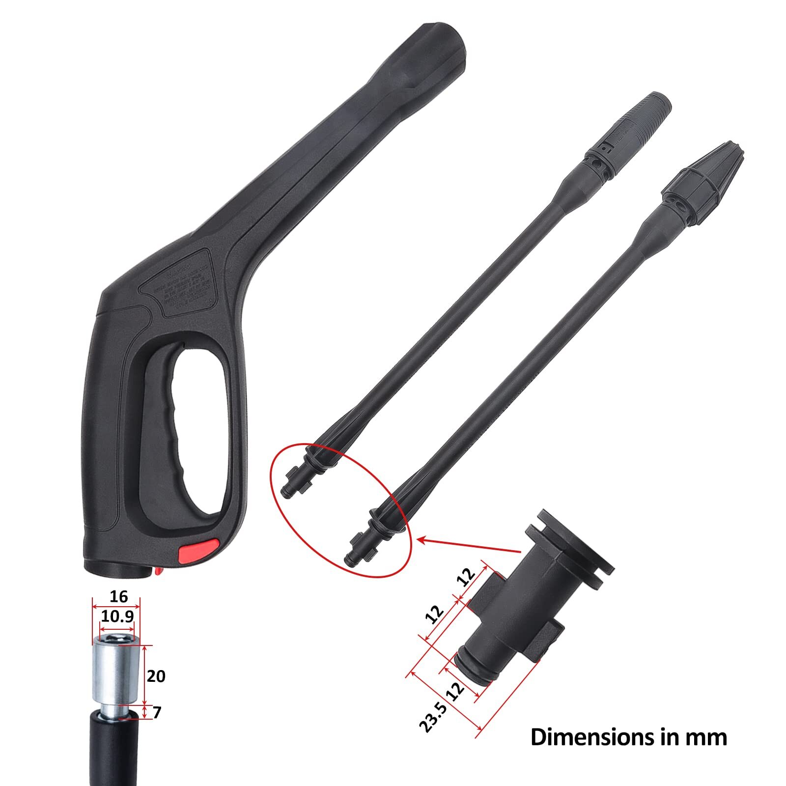 High Pressure Water Spray Gun Wand Nozzle Pressure Washer Gun Compatible with…
