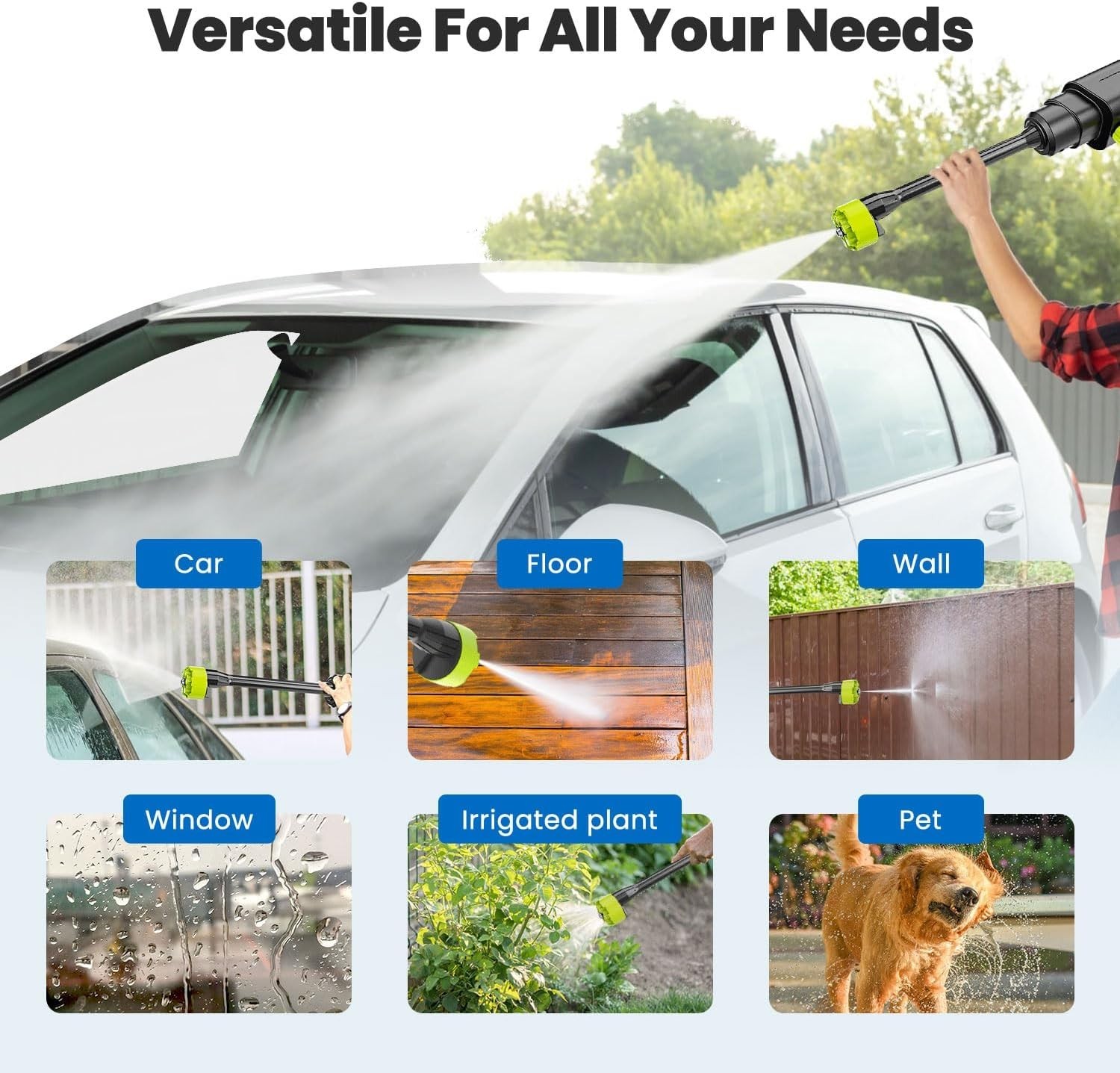 Cordless Electric High Pressure Water Spray Gun Portable Car Washer Cleaner Tool