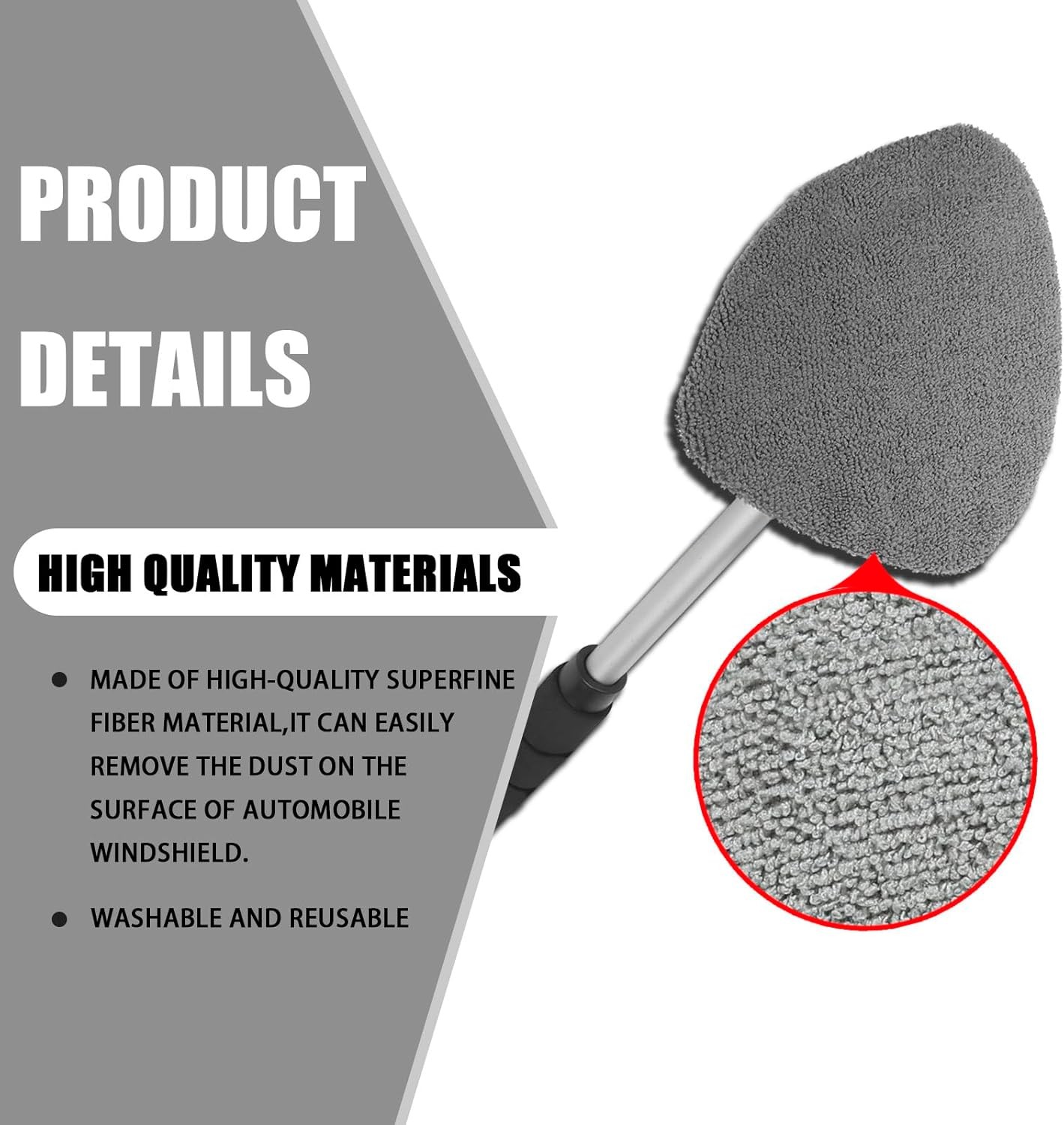 Windshield Cleaner Tool – Portable Car Interior Window Cleaning Kit with Gray