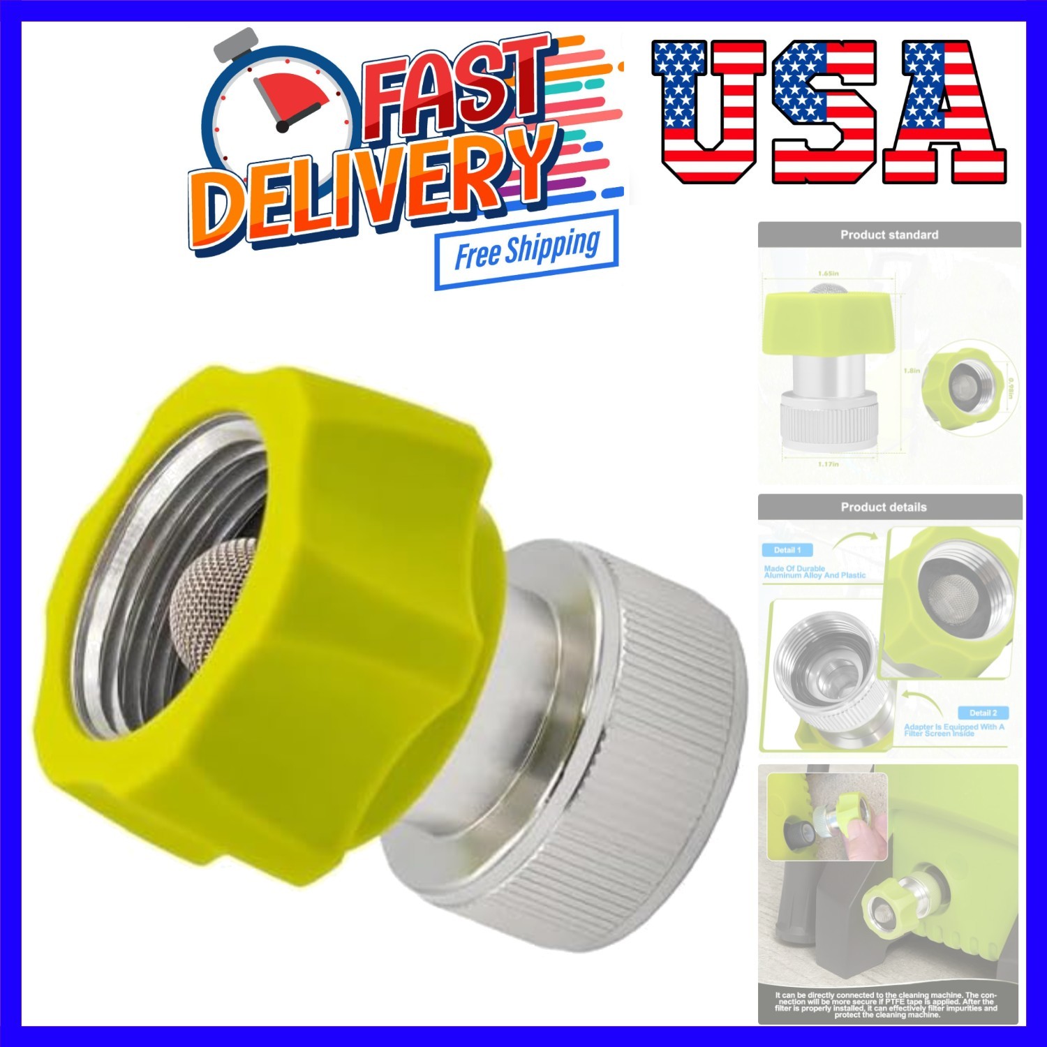 1/2/3） Pack Garden Hose to Pressure Washer Adapter 3/4″ Female Water Inlet Fi…