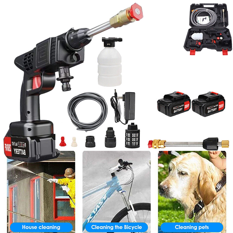 Portable Cordless Electric High Pressure Water Spray Gun Car Washer Cleaner Tool