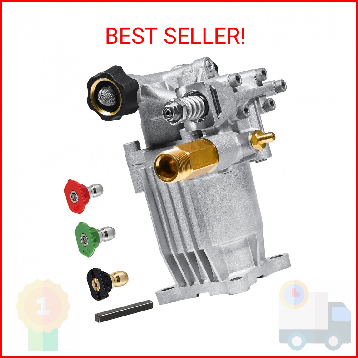 TOOLCY 3/4″ Shaft Horizontal Pressure Washer Pump, 2600-3300 PSI @ 2.5 GPM – Pow