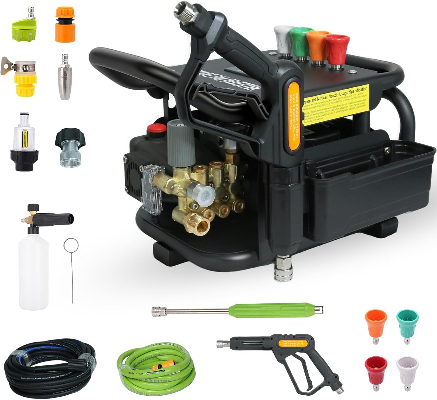 Tecoloy 100bar 2.3GPM Electric Pressure Washer, 65dB Quiet, Triplex Pump