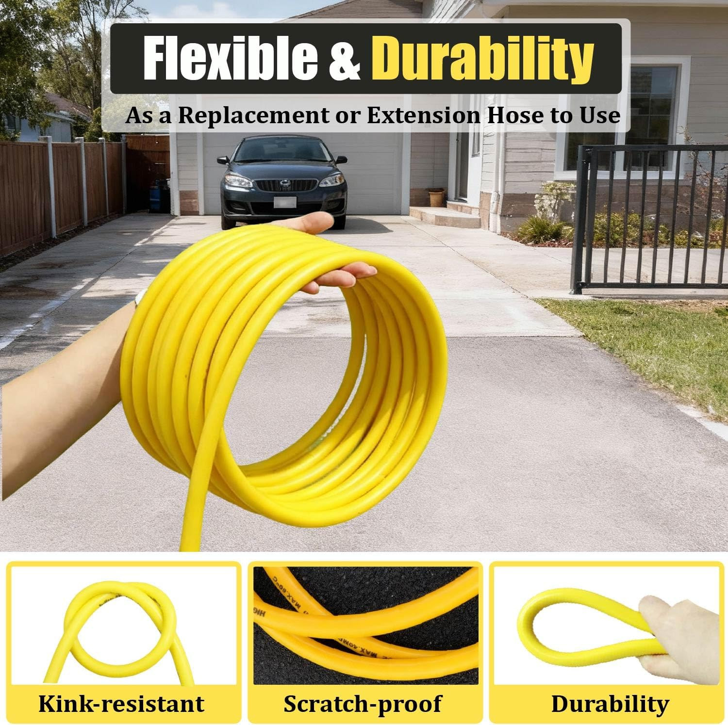 100FT Pressure Washer Hose 4200 PSI Kink Resistant M22-14mm Quick Connect