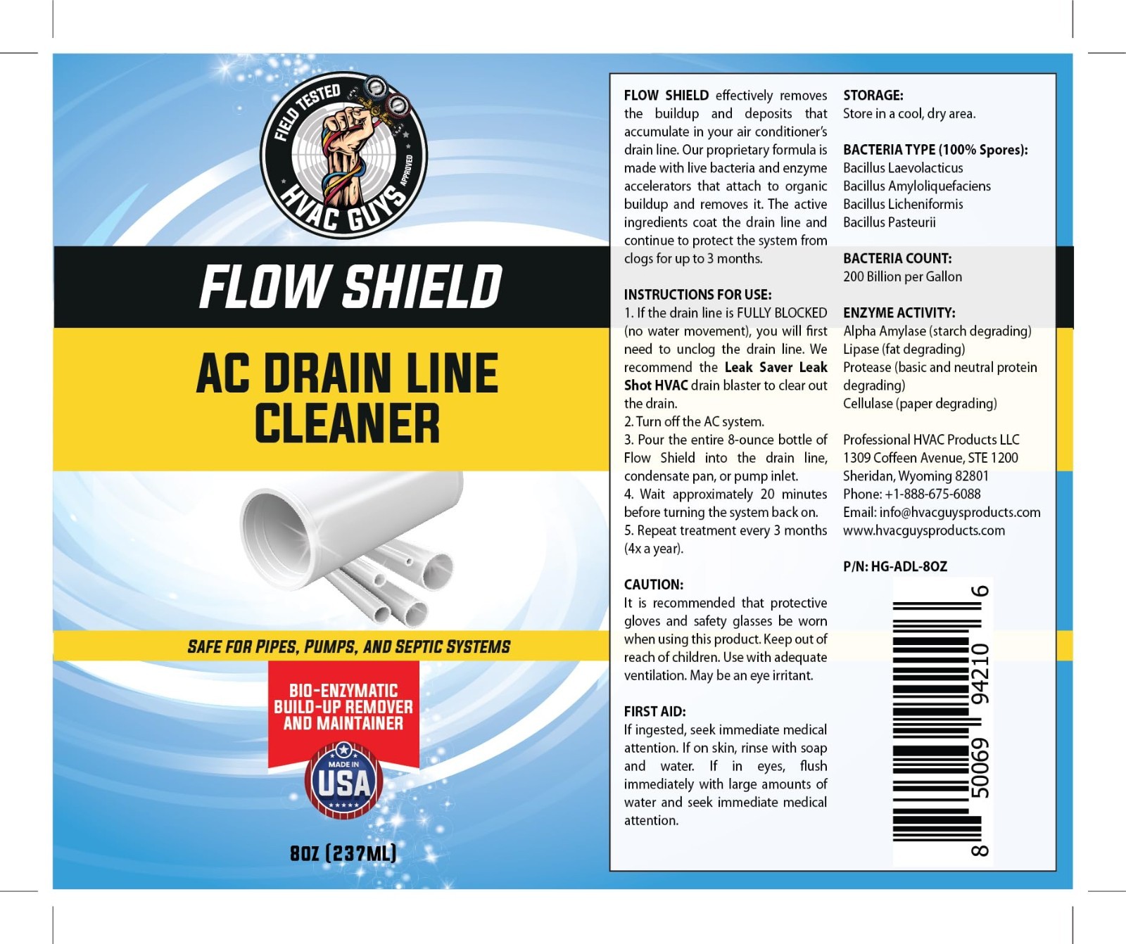 6 Pack AC Drain Line Cleaner | Prevent Clogs & Overflow | 8oz Bio-Enzymatic Form
