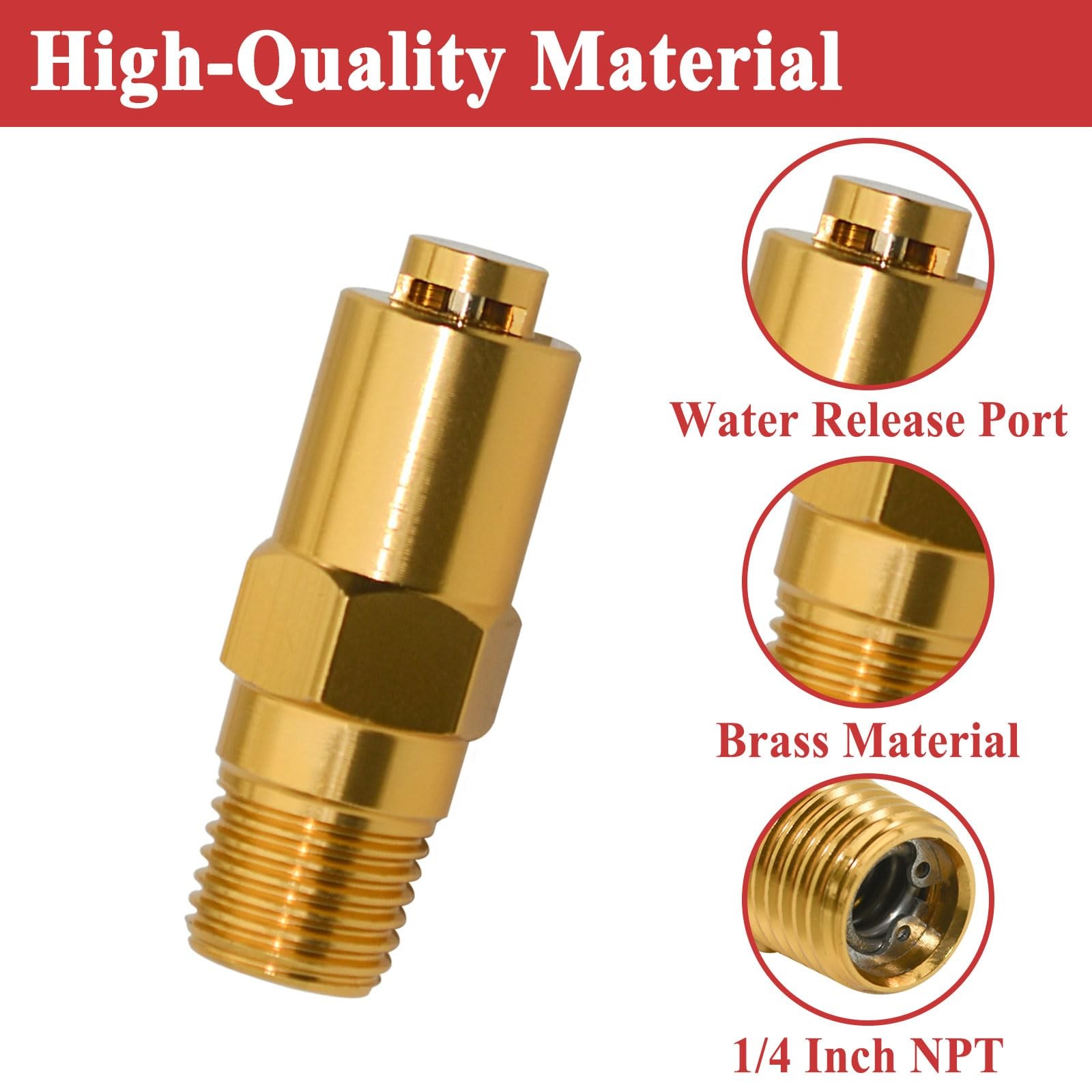 7101359 Thermal Relief Valve for Gas Powered Pressure Washer Pumps, 1/4 Inch NPT