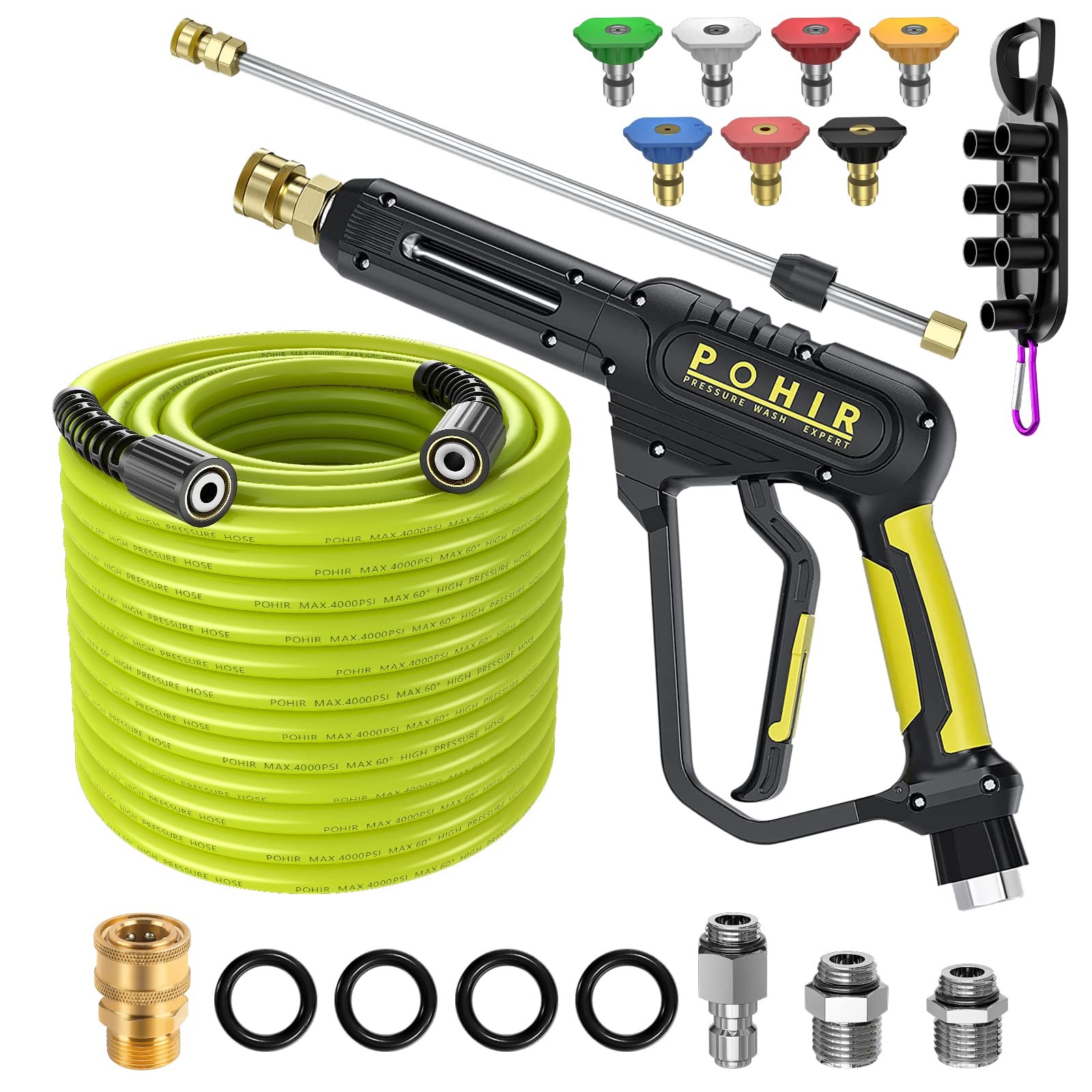 Pressure Washer Gun and Hose 3600 PSI, Pressure Washer Hose 50ft and Gun, 3/8…