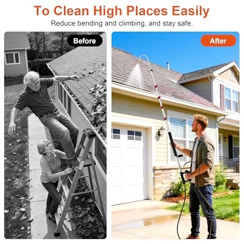 24 ft Telescoping Pressure Washer Wand with Brush Head & 7 Nozzle Tips