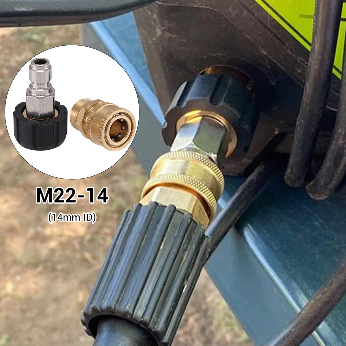 4PCS Pressure Washer Adapter Set Quick Disconnect M22 Swivel to 3/8” Connect