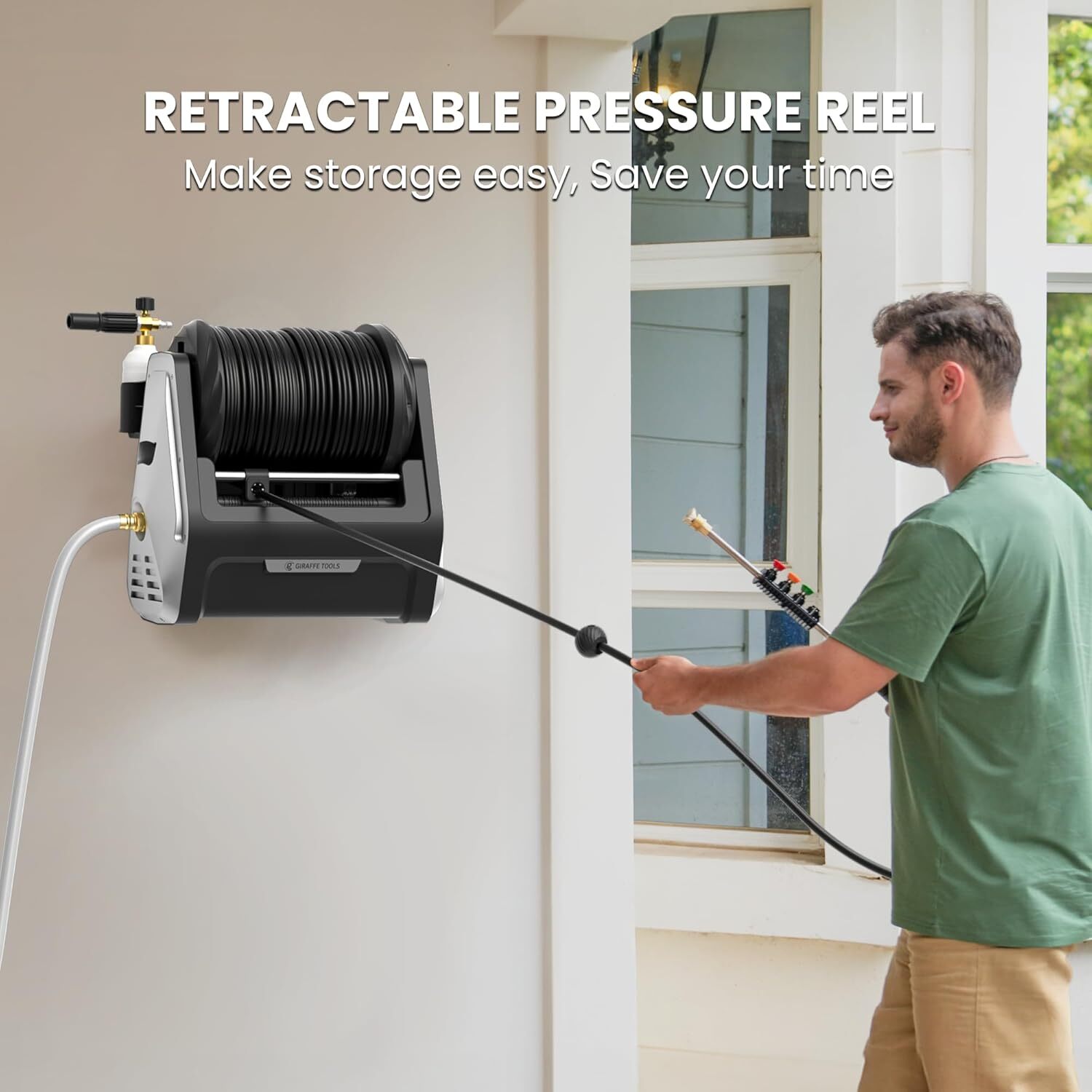 Giraffe Tools Electric Pressure Washer 2200 PSI Power Washer Hose Reel 100 Feet