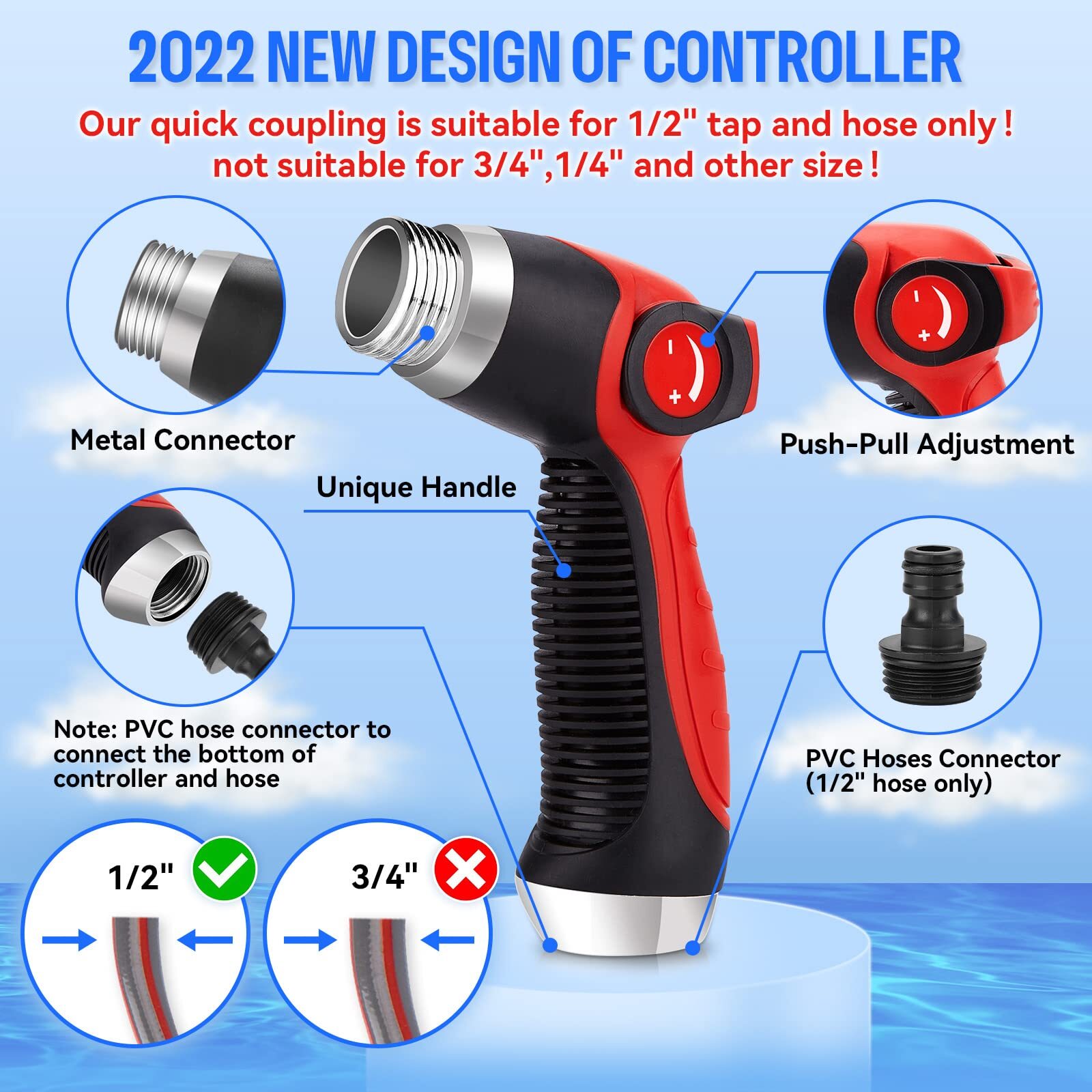 Car Wash Foam Gun/Hose Sprayer 16 IN 1 Cannon Adjustable with 2.5-6 Ratio Dia…