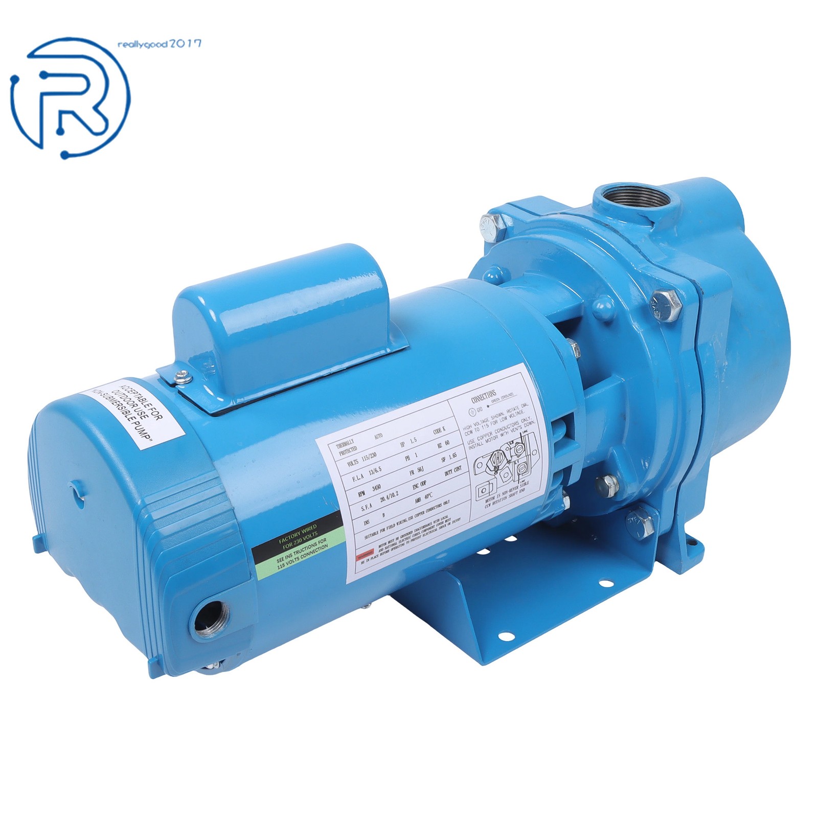 Cast Iron GT15 Self-Priming Centrifugal Pump 1-1/2HP 115/230Volt Water Pump