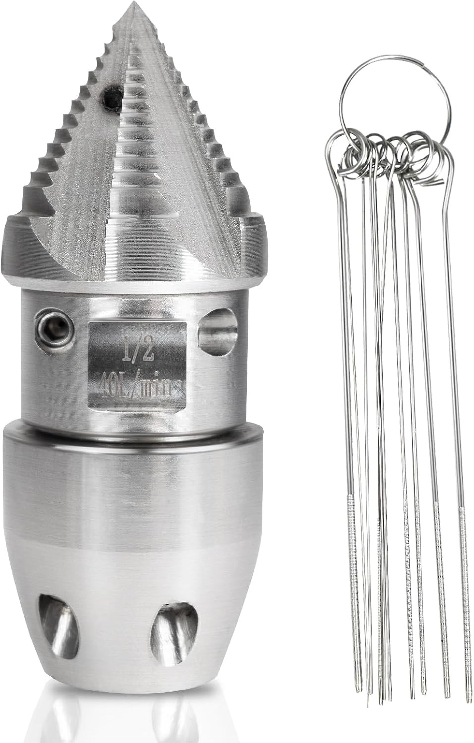1/2 NPT Sewer Jetter Rotating Nozzle Stainless Steel Drain Pipe Cleaning Tool