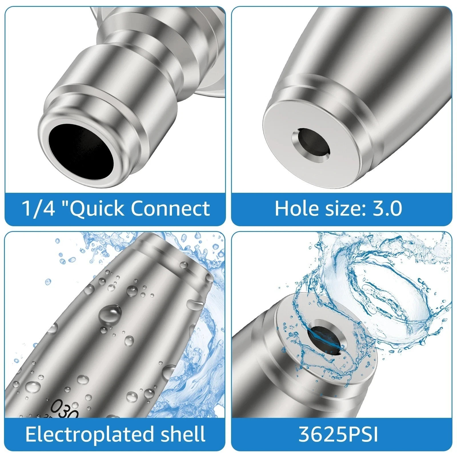 High Pressure Washer 3600PSI Rotating Turbo Nozzle Spray Tip 3.0 GPM 1/4” Quick