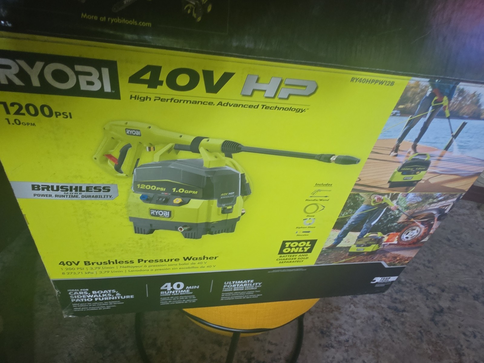 RYOBI PRESSURE WASHER 1200 Psi 40v Brushless RY40HPPW12B Tool Only NEW