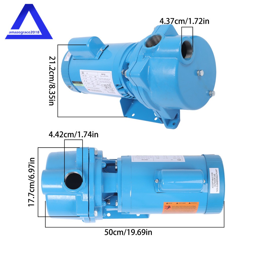 GT15 Self-Priming Centrifugal Pump 1-1/2HP Cast Iron Water Pump 115/230Volt